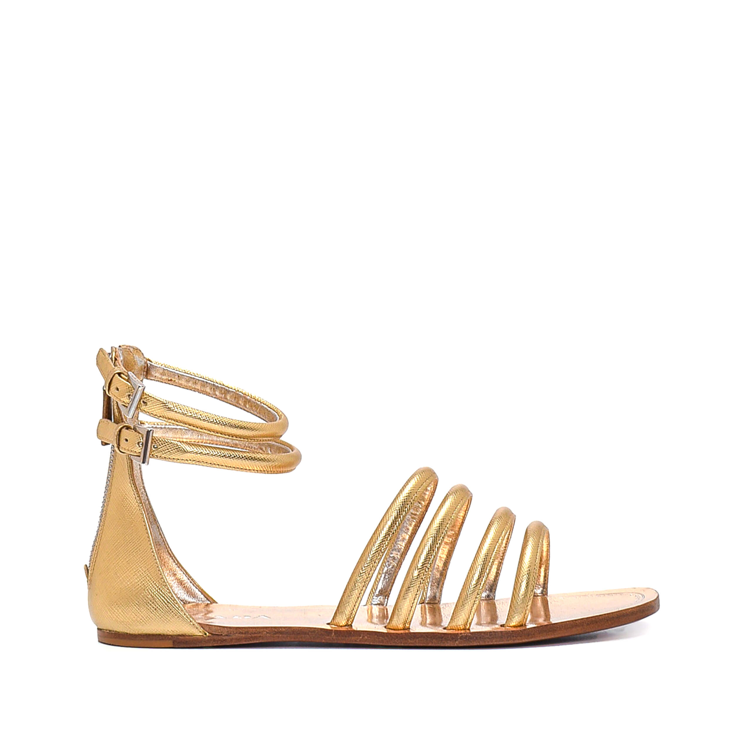 Prada - Gold Leather Gladiator Sandals